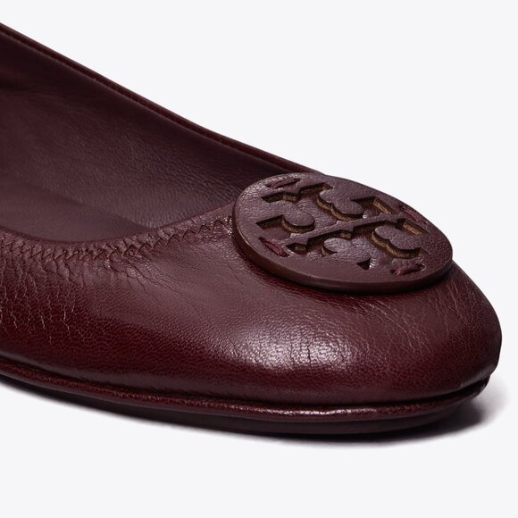 Tory Burch $228 MINNIE TRAVEL BALLET Flats Plum Dark Burgundy 10 10.5 - Picture 4 of 10